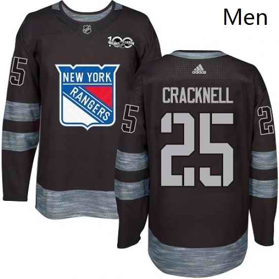 Mens Adidas New York Rangers 25 Adam Cracknell Authentic Black 1917 2017 100th Anniversary NHL Jersey